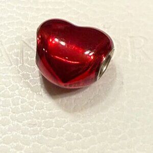Pandora Red Enamel Heart Slider Charm – Sterling Silver S925 ALE w/box
